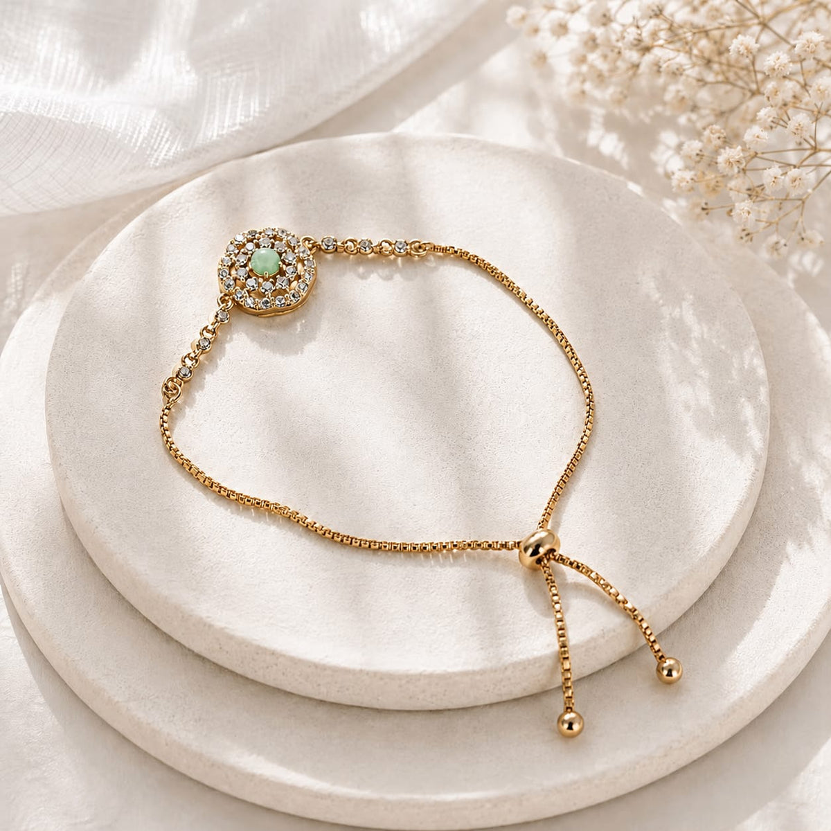 Adjustable Bracelet-289 (Golden/Mint Green)