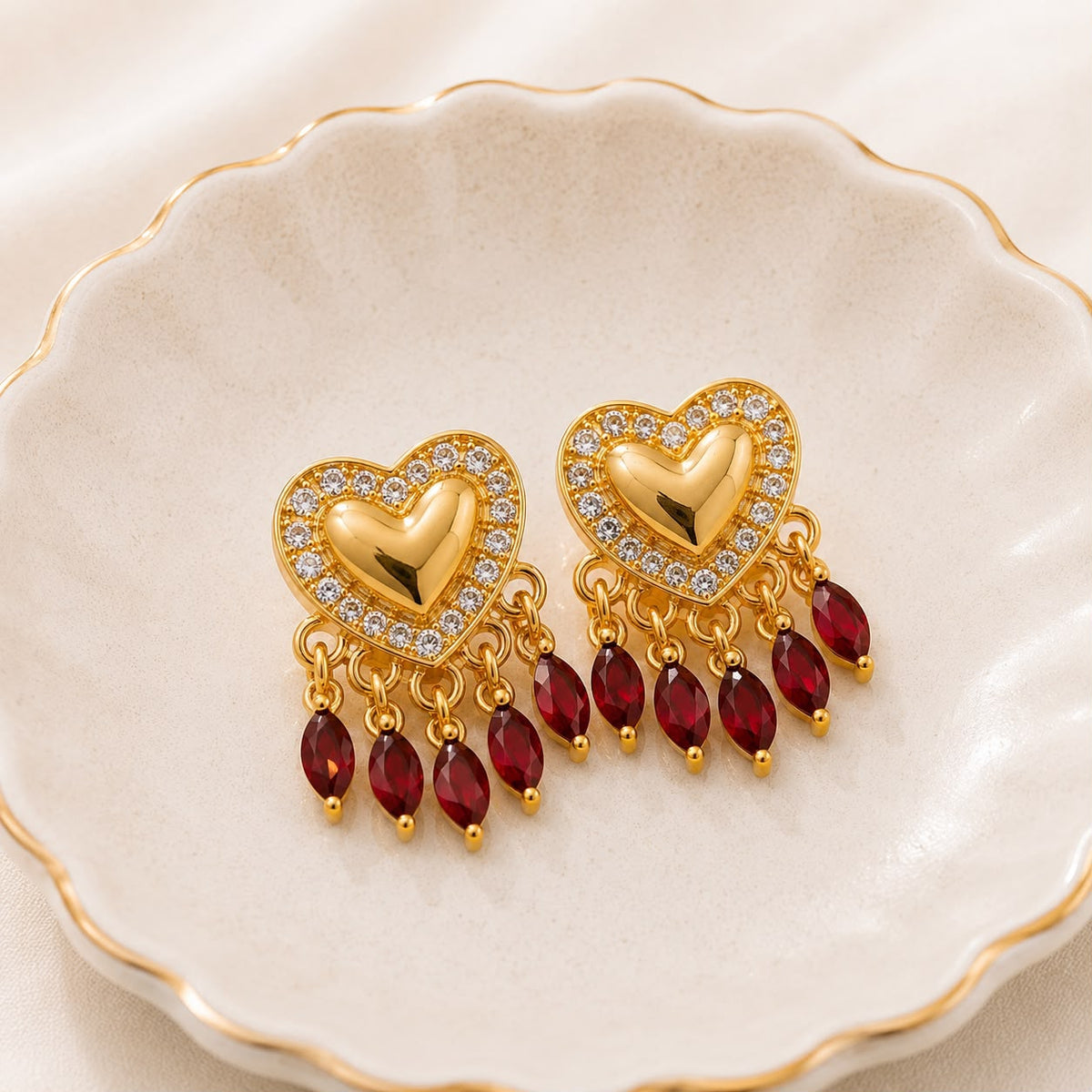Zircon Earring-253 (Maroon)