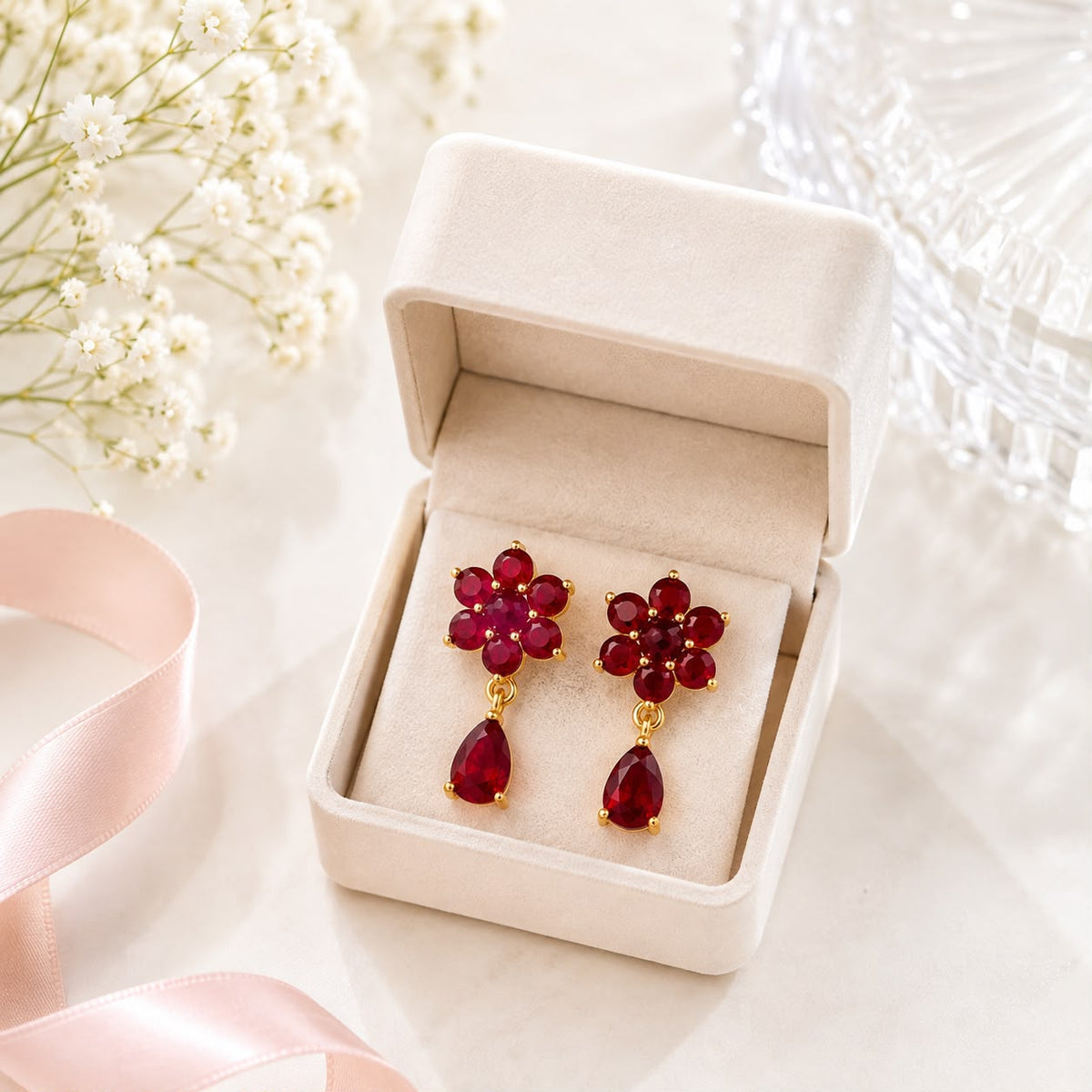 Zircon Earring-256 (Maroon)