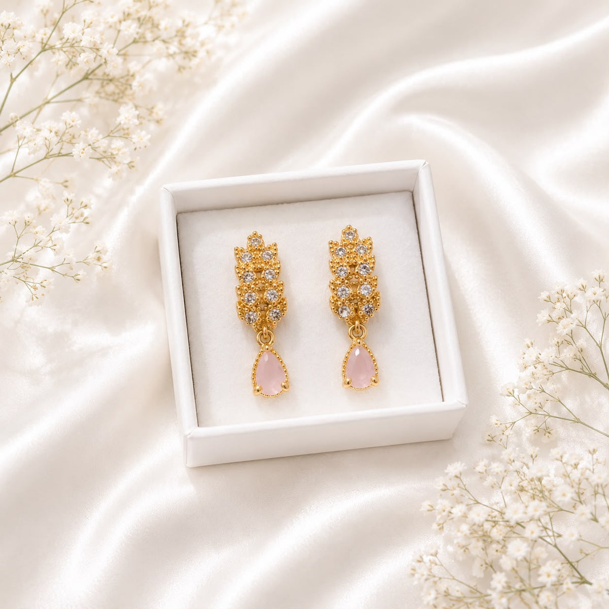 Zircon Hoop Earring-240 (Pink)