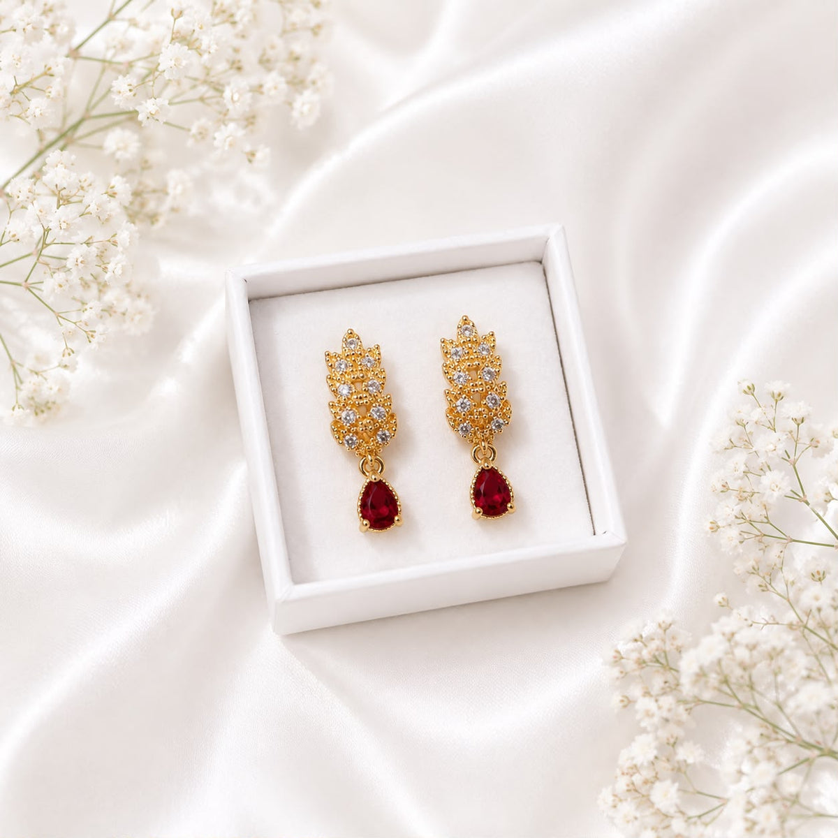 Zircon Hoop Earring-240 (Maroon)