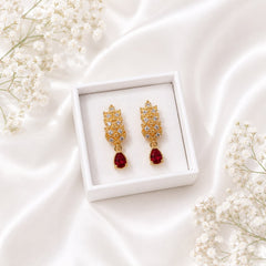 Zircon Hoop Earring-240 (Maroon)