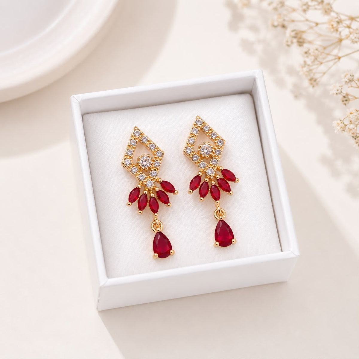 Zircon Earring-255 (Maroon)