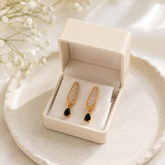 Zircon Hoop Earring-241 (Black)