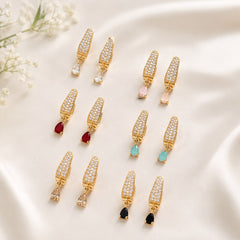 Zircon Hoop Earring-241 (Black)