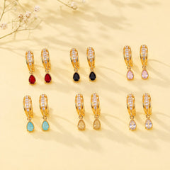 Zircon Hoop Earring-242 (White)