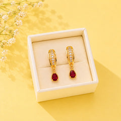 Zircon Hoop Earring-242 (Maroon)