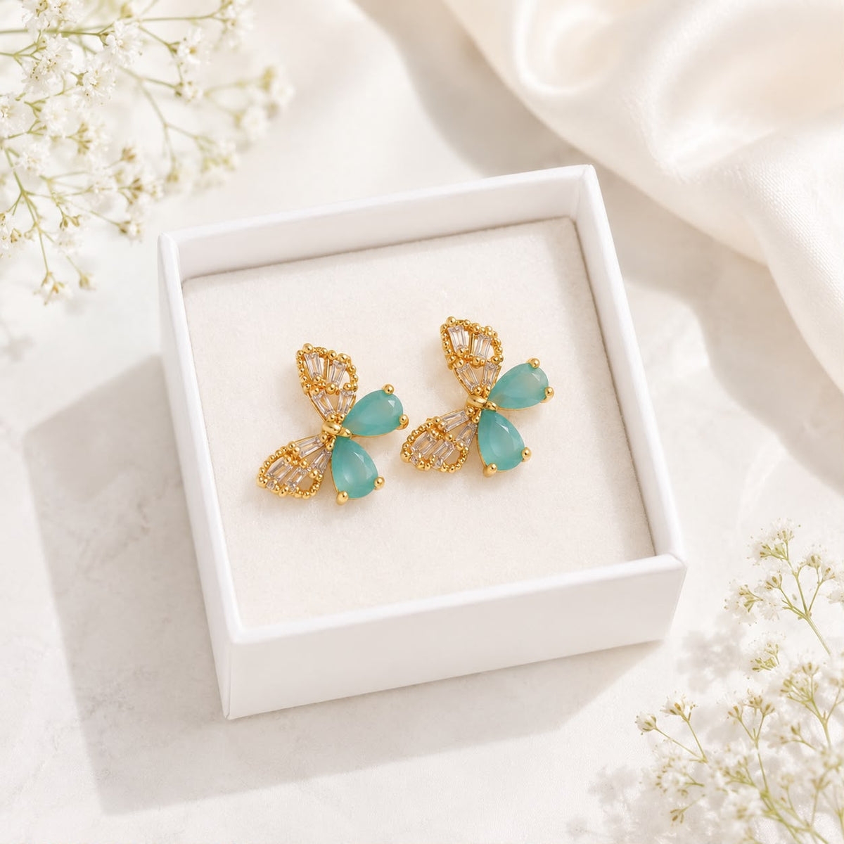 Zircon Butterfly Stud-223 (Mint Green)