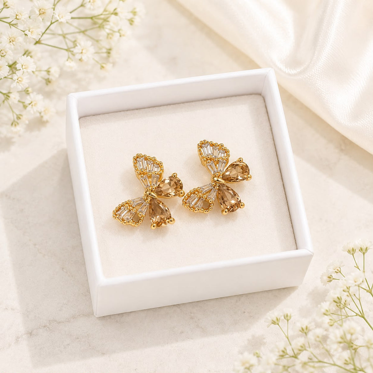 Zircon Butterfly Stud-223 (Golden)