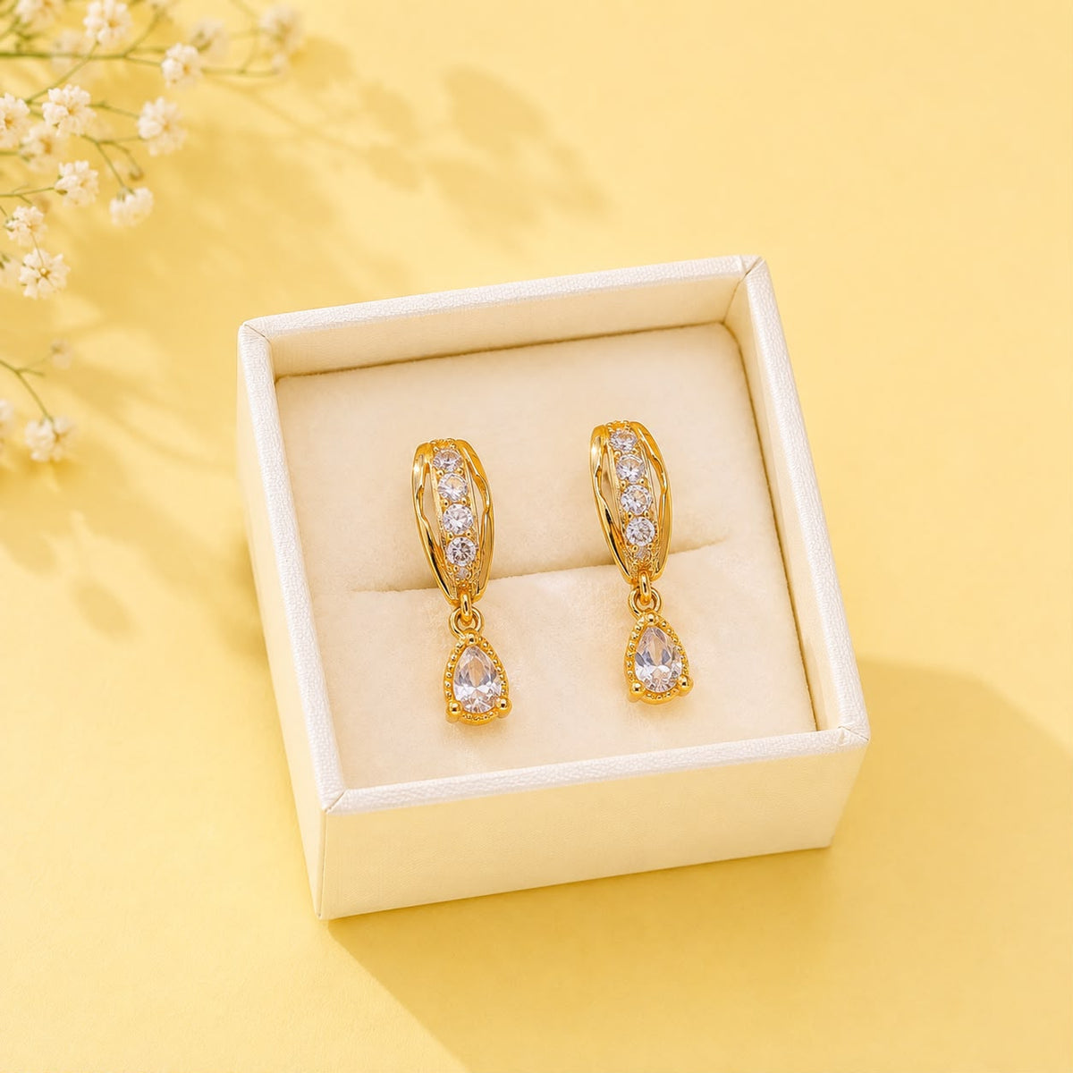 Zircon Hoop Earring-242 (White)