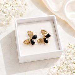 Zircon Butterfly Stud-223 (Black)
