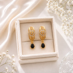 Zircon Hoop Earring-243 (Black)