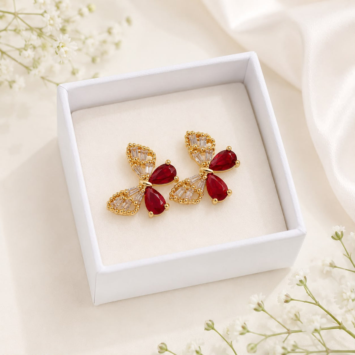 Zircon Butterfly Stud-223 (Maroon)