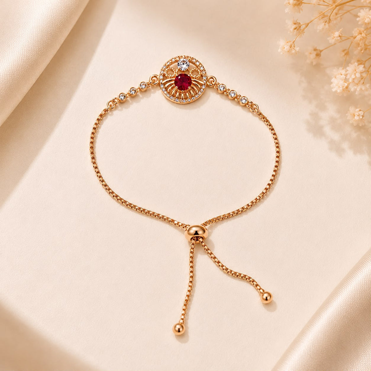 Adjustable Bracelet-290 (Golden/Maroon)