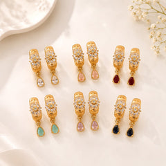 Zircon Hoop Earring-243 (Black)