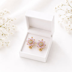 Zircon Hoop Earring-244 (Pink)