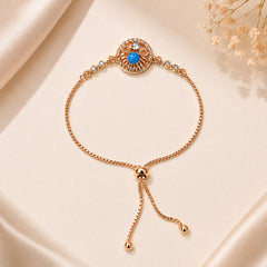 Adjustable Bracelet-290 (Golden/Ferozi)