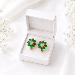 Zircon Hoop Earring-244 (Green)