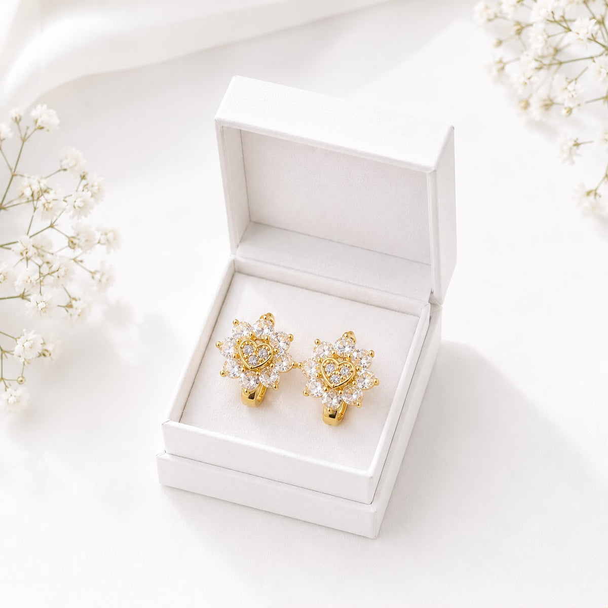 Zircon Hoop Earring-244 (White)