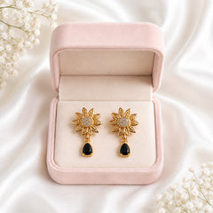 Zircon Hoop Earring-247 (Black)