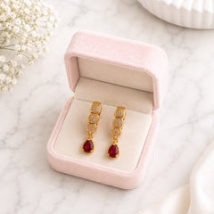 Zircon Hoop Earring-248 (Maroon)