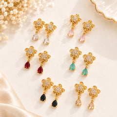 Zircon Hoop Earring-246 (Golden)