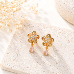 Zircon Hoop Earring-246 (Pink)