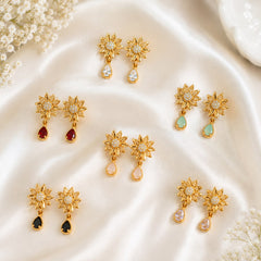 Zircon Hoop Earring-247 (Maroon)