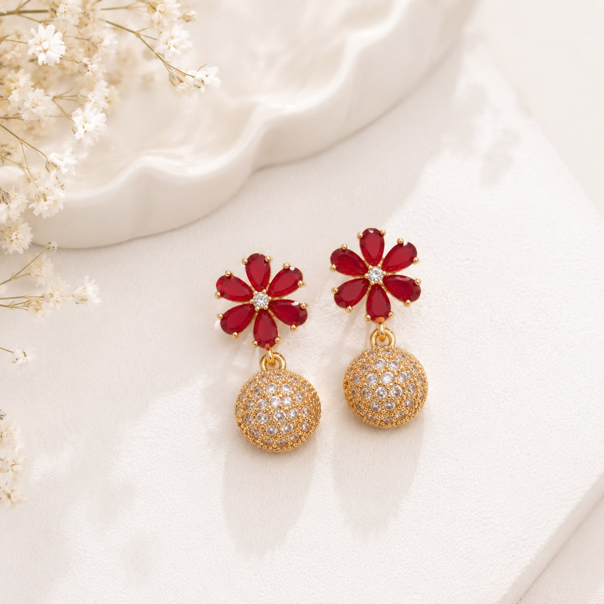 Zircon Earring-259 (Maroon)