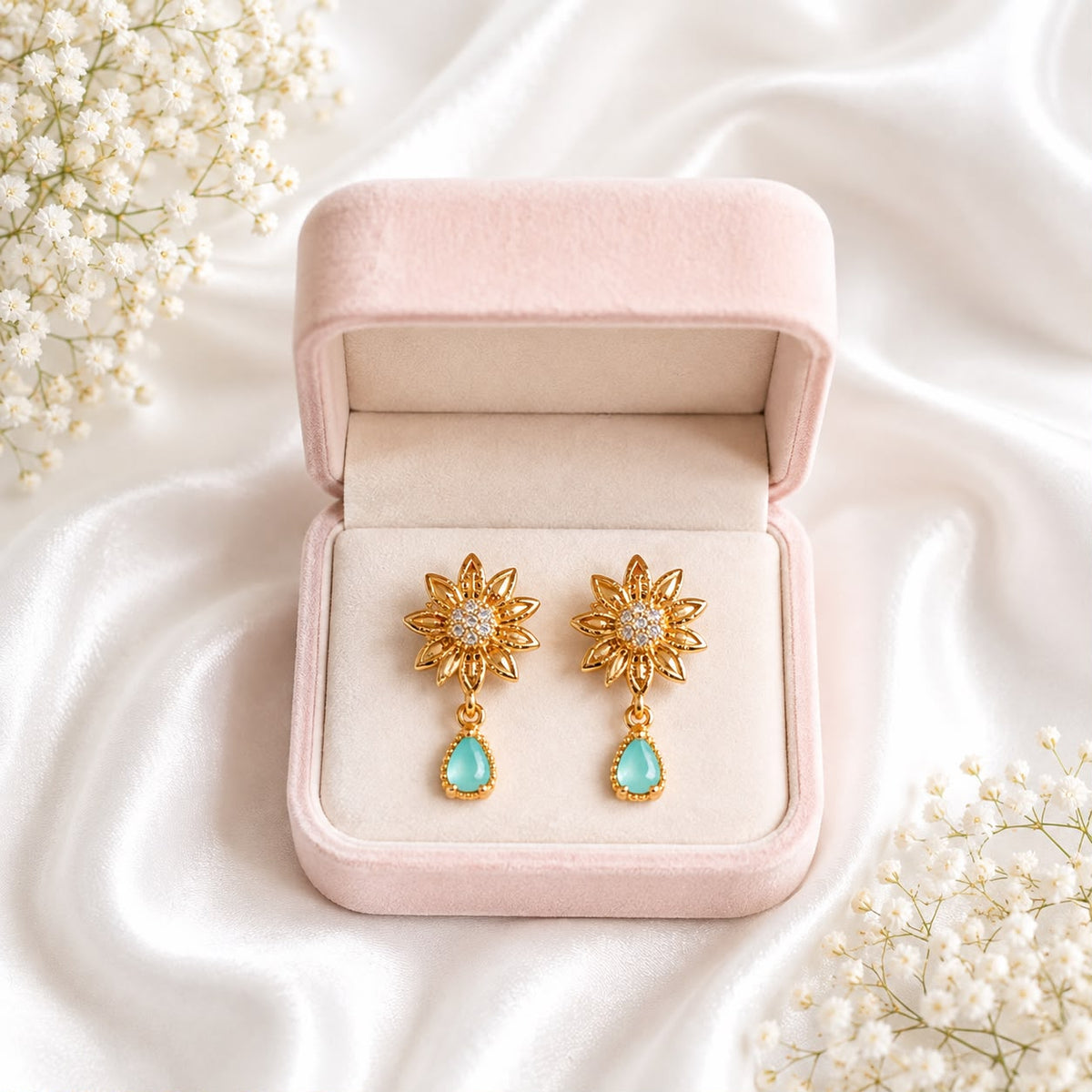 Zircon Hoop Earring-247 (Mint Green)