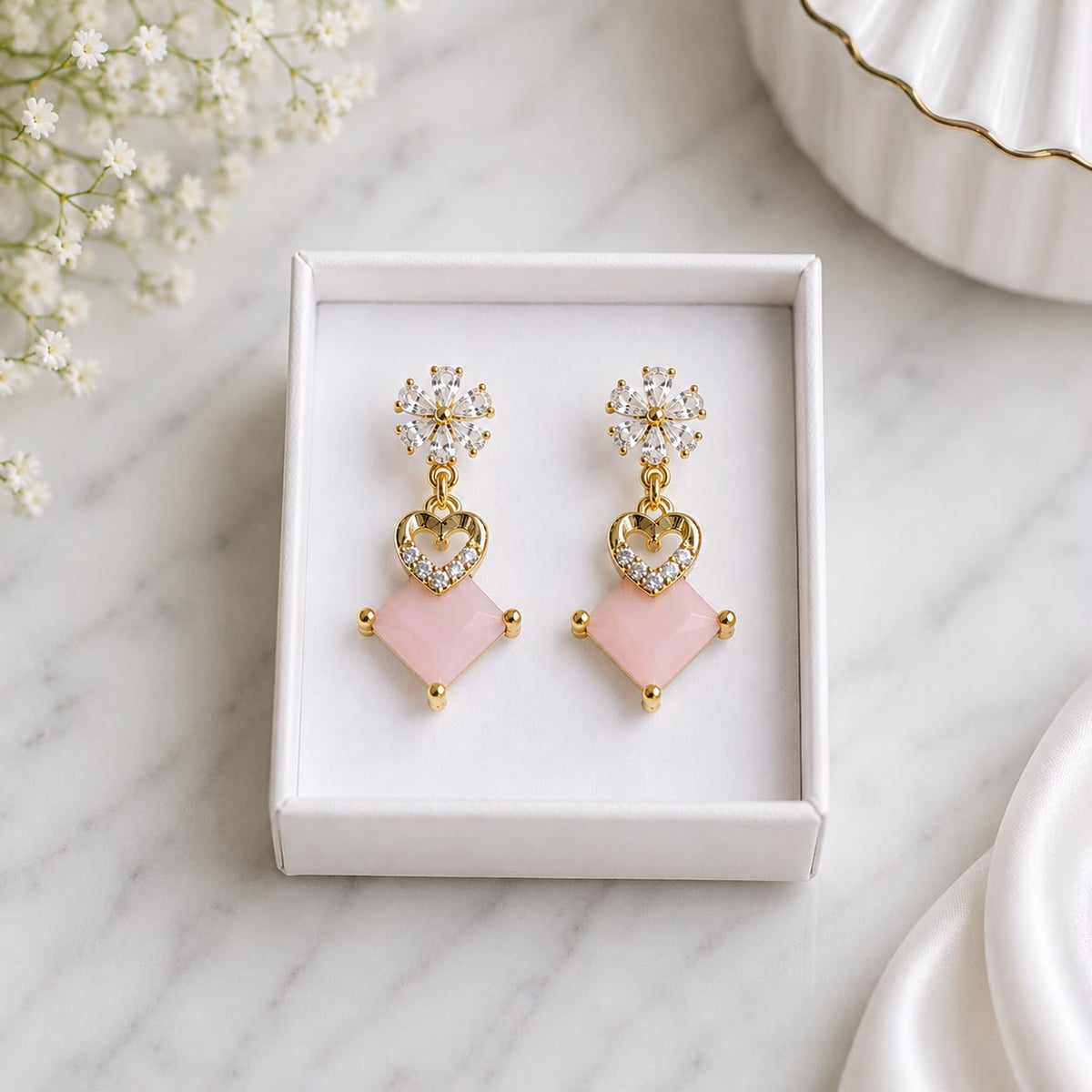 Zircon Earring-257 (Pink)