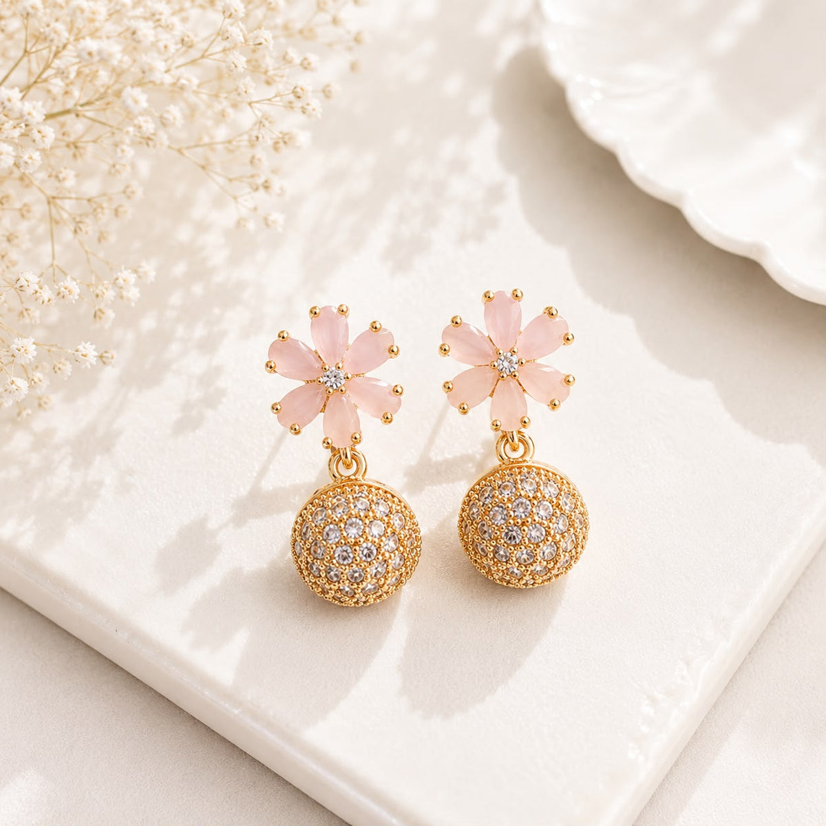 Zircon Earring-259 (Pink)