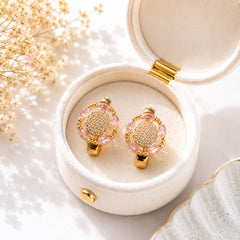 Zircon Hoop Earring-245 (Pink)