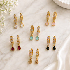 Zircon Hoop Earring-248 (Black)