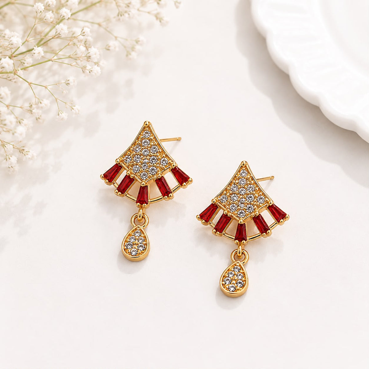 Zircon Earring-258 (Maroon)