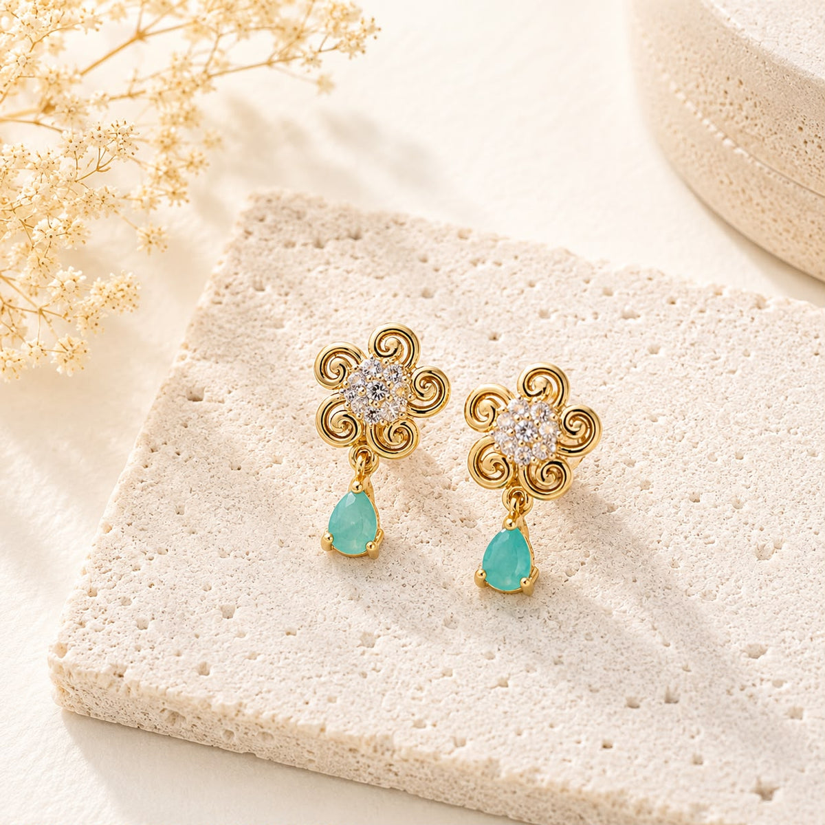 Zircon Hoop Earring-246 (Mint Green)