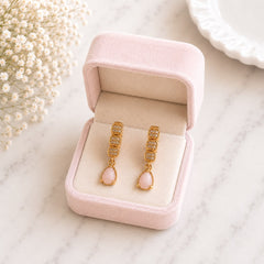 Zircon Hoop Earring-248 (Pink)