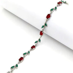 Tulip Bracelet (Silver/Green Maroon)