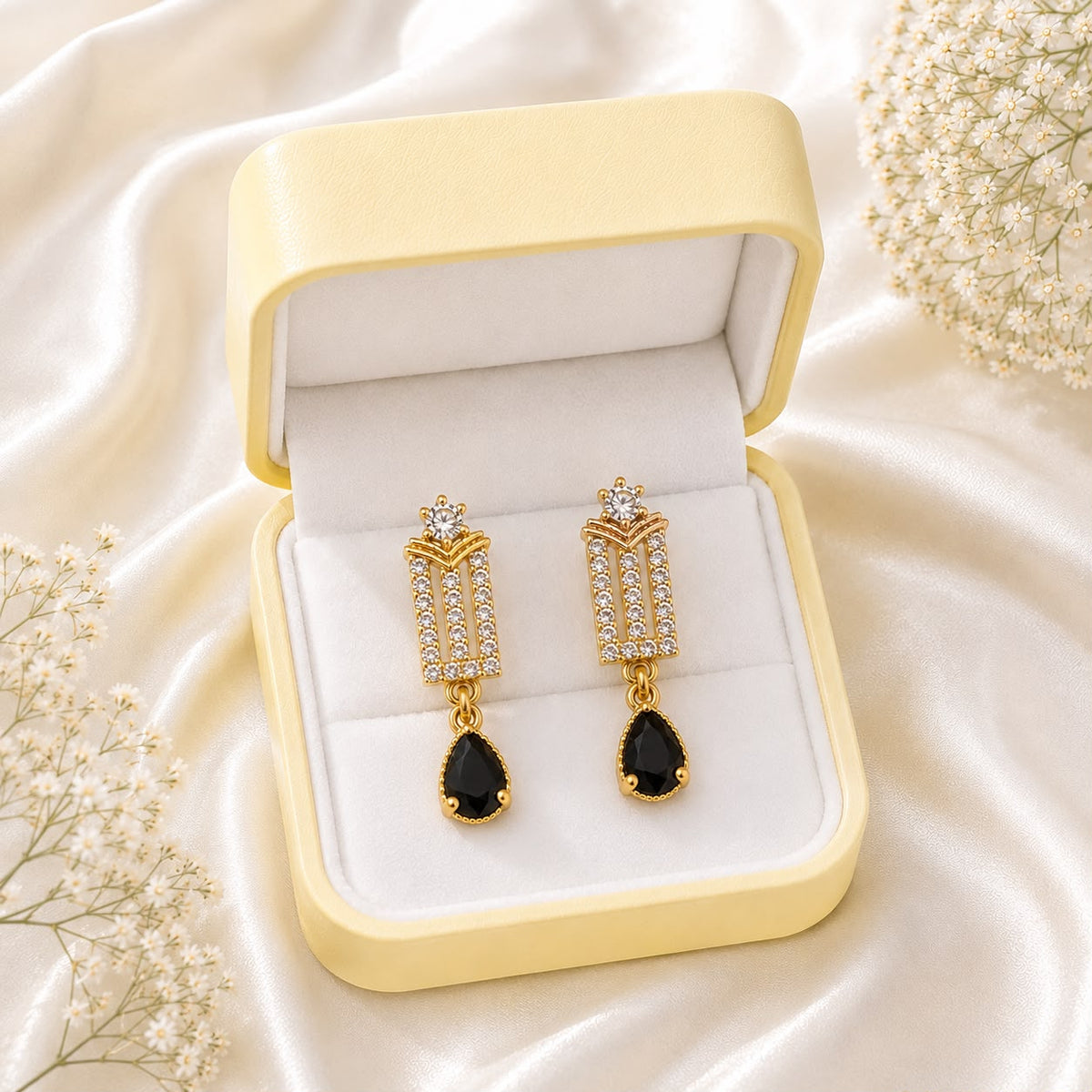 Zircon Earring-260 (Black)