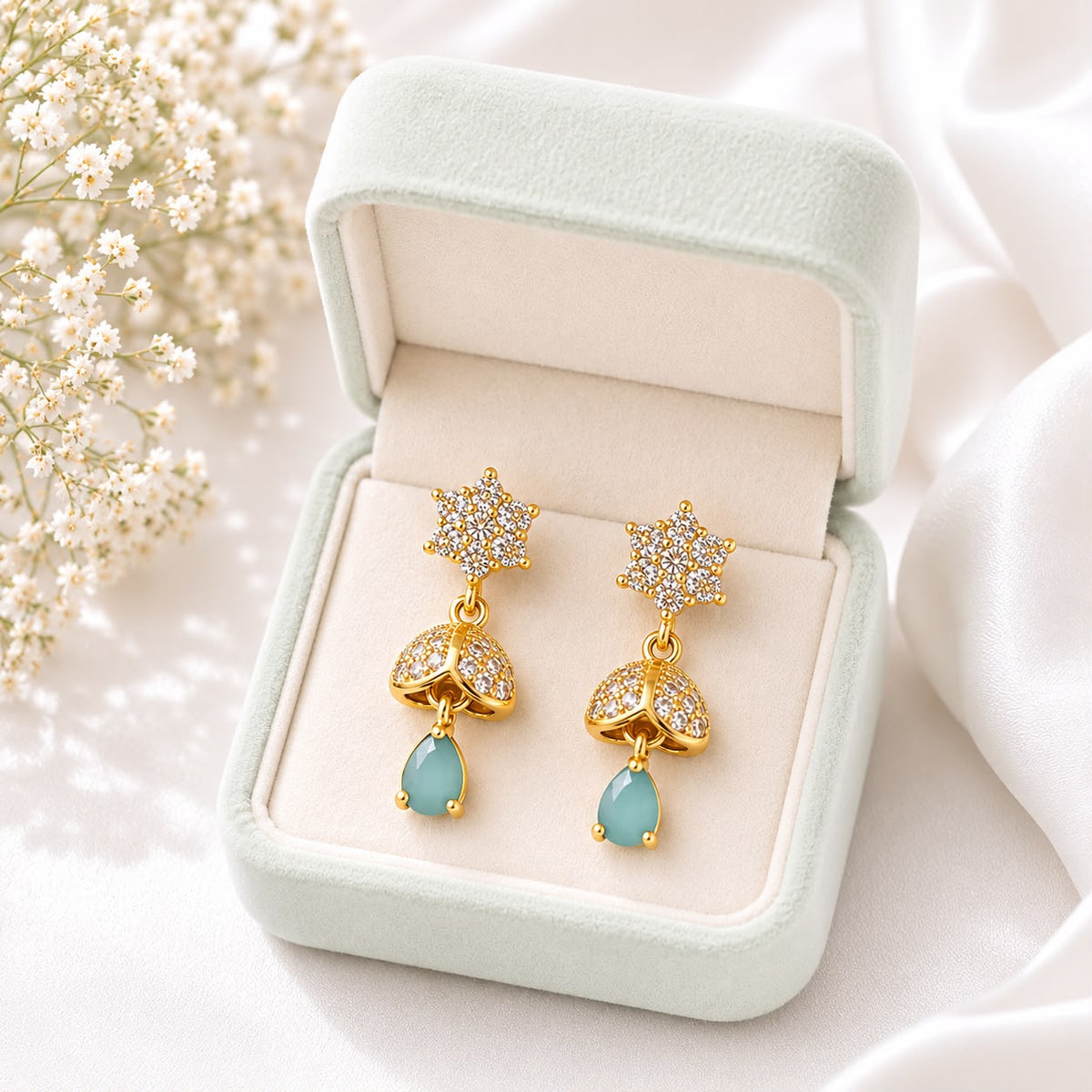 Zircon Earring-262 (Mint Green)