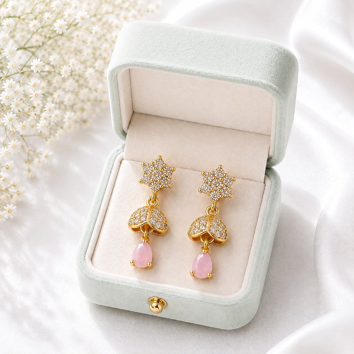 Zircon Earring-262 (Pink)