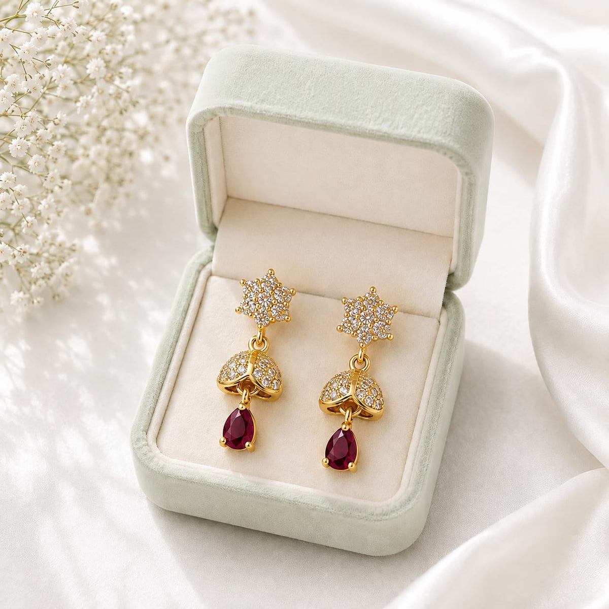 Zircon Earring-262 (Maroon)
