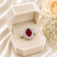 Zircon Ring-466 (Silver/Maroon)