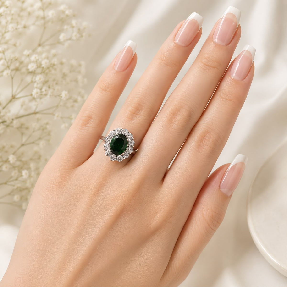 Zircon Ring-466 (Silver/Green)