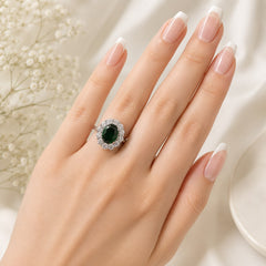 Zircon Ring-466 (Silver/Green)