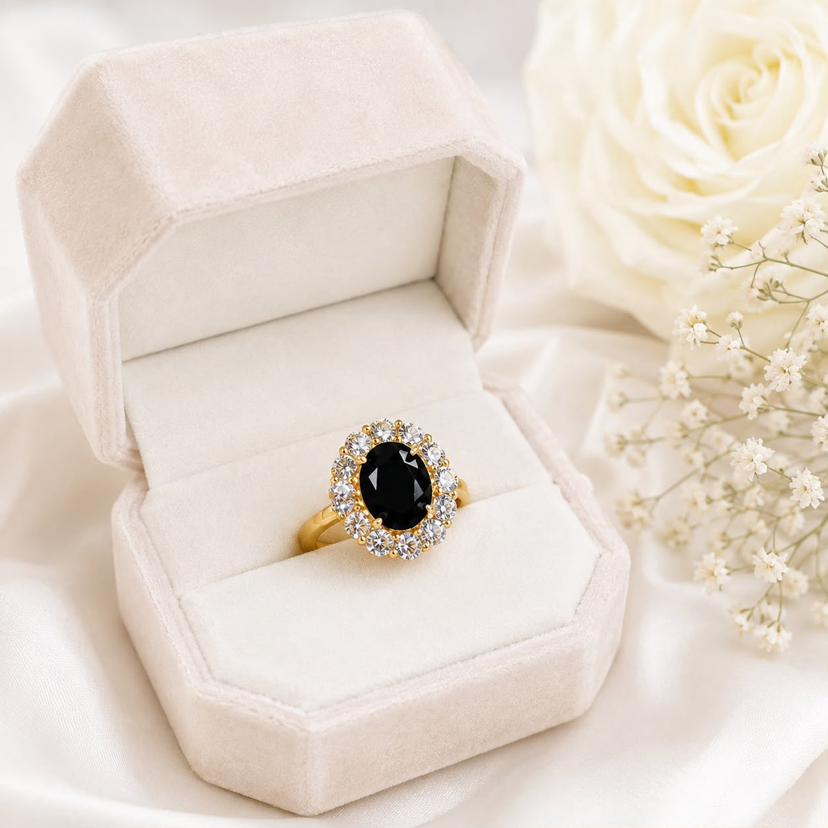 Zircon Ring-466 (Golden/Black)