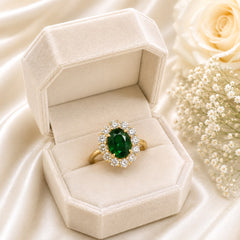 Zircon Ring-466 (Golden/Green)