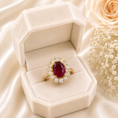 Zircon Ring-466 (Golden/Maroon)
