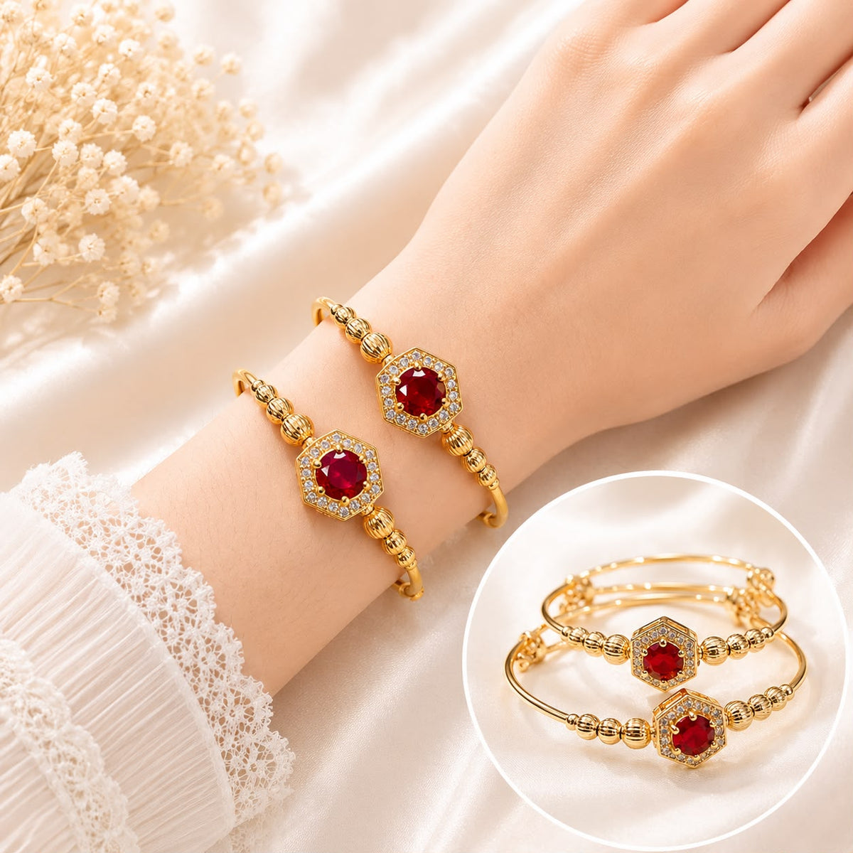Adjustable Kashmiri Bangle-145 (Golden/Maroon)