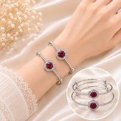 Adjustable Kashmiri Bangle-146 (Silver/Maroon)
